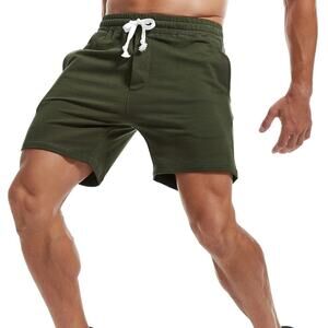 Mens Cargo Shorts Cotton Casual Lounge Shorts Elastic Waist Workout NWT‎ Size L